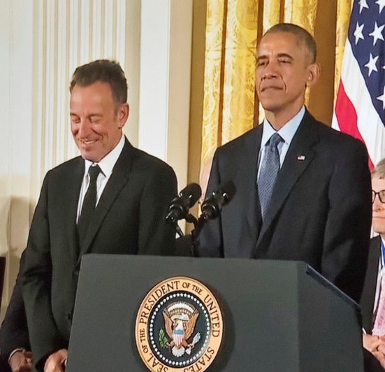 Renegades: Born in the USA are a podcast series starring President Obama and Bruce Springsteen. The wo unlikely friends discuss a variety of topics such as music, race, upbringing, family, USA etc. The podcast series can be found on Spotify and are highly recommendable.